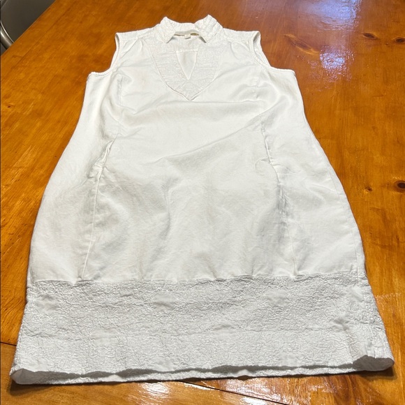 Etcetera White Sleeveless Textured Neckline & Hem Sheath Dress Summer Classy - Picture 10 of 11